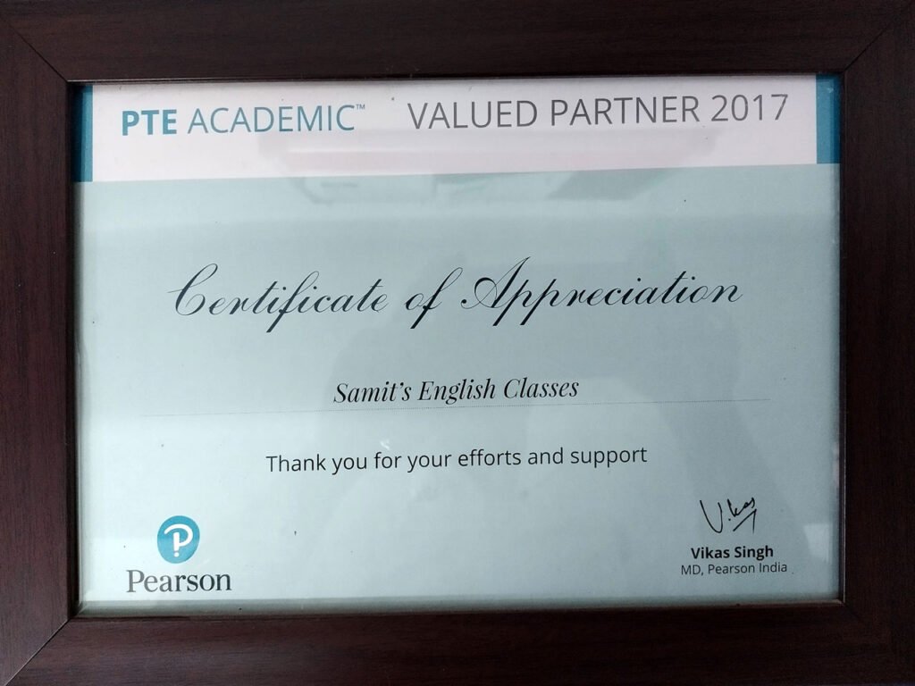 Training Certificate PTE Academic